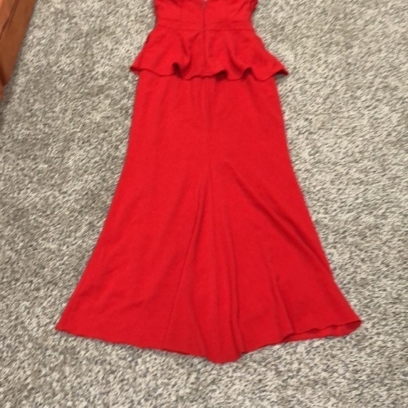 Badgley Mischka Rouge Rosalind Peplum Gown Formal Dress Size 6 Red - Picture 8 of 10